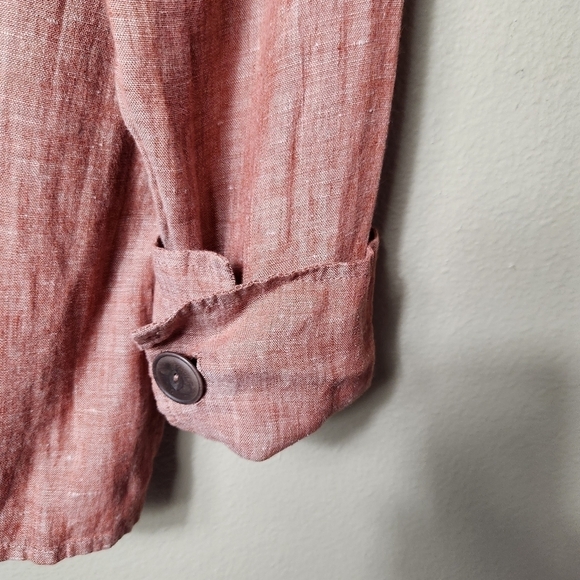 Flax Womens 100% Linen Red Lightweight Lagenlook Buttonfront Jacket-Size S - Picture 5 of 7